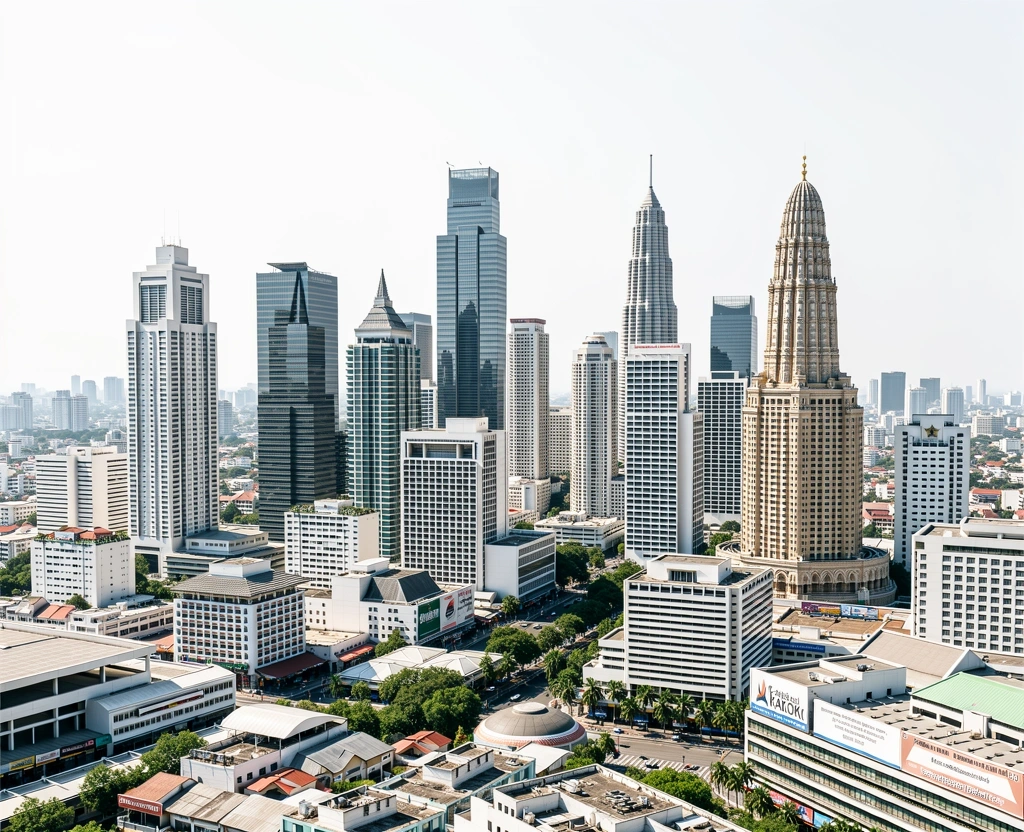 Bangkok business district skyline