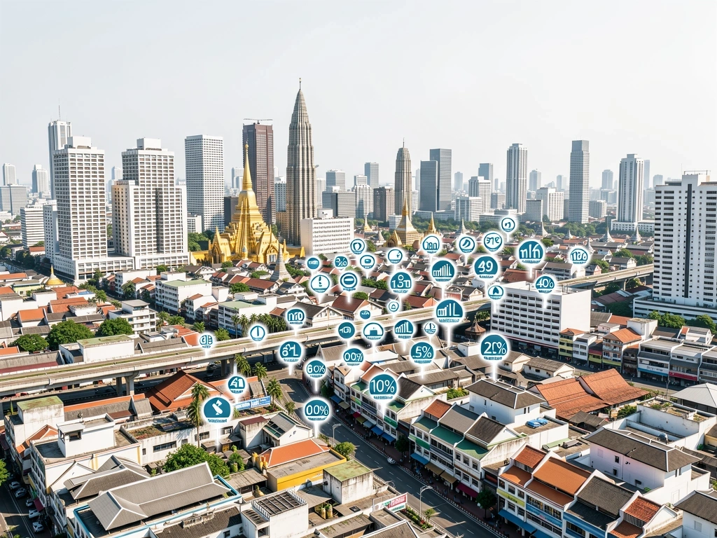 Bangkok urban landscape and data nodes